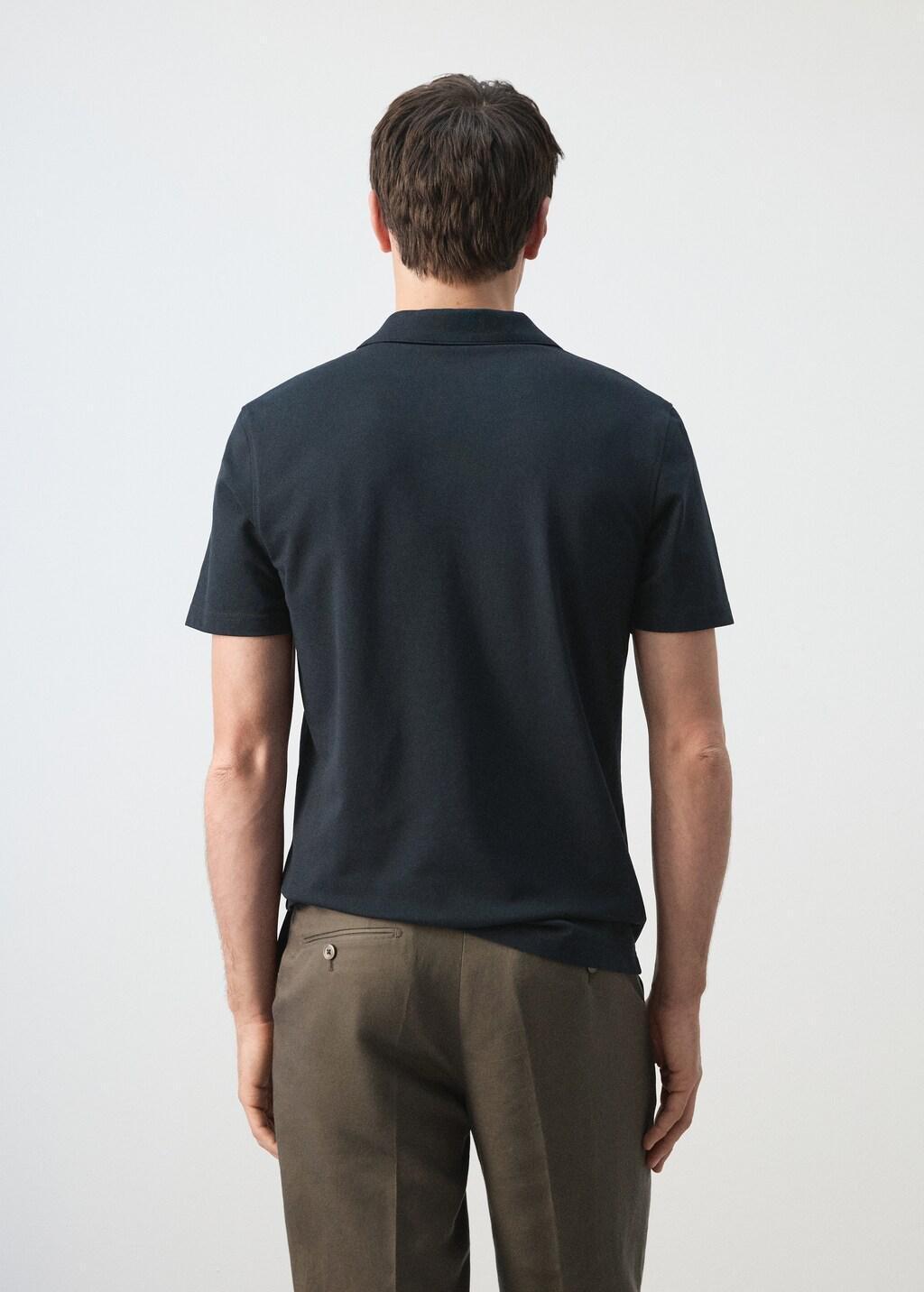 Navy Slim Fit Pique Polo, Navy, large image number 2