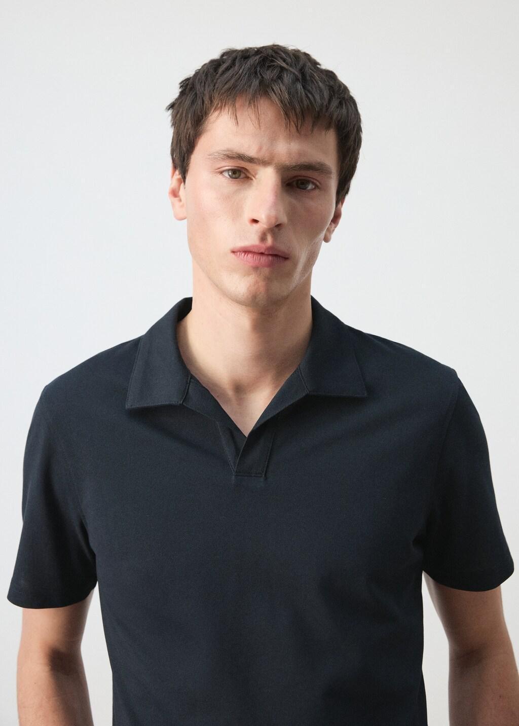 Navy Slim Fit Pique Polo, Navy, large image number 4