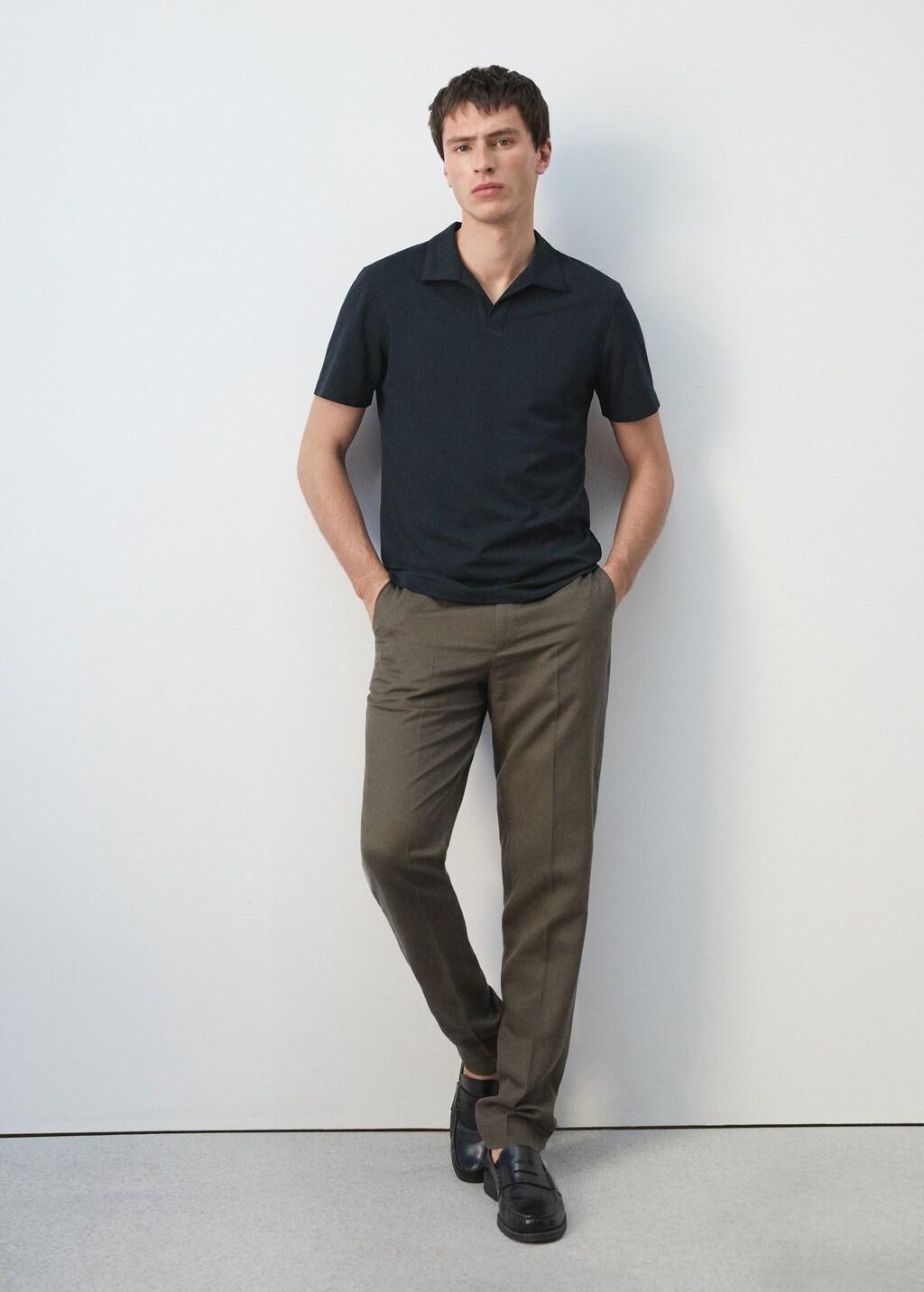 Navy Slim Fit Pique Polo, Navy, large image number 6