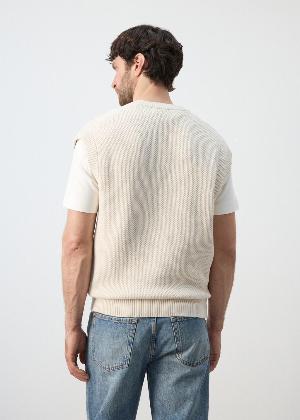 LIGHT BEIGE Microstructure knit gilet, Light Beige, large image number 3