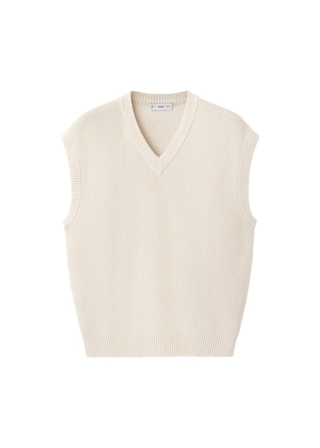 LIGHT BEIGE Microstructure knit gilet, Light Beige, large image number 7