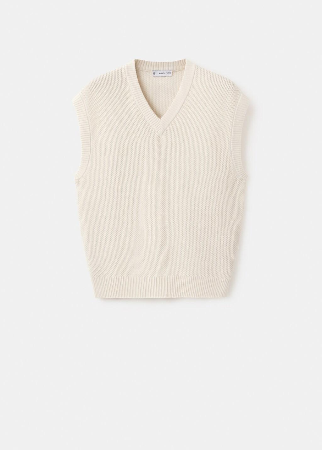 LIGHT BEIGE Microstructure knit gilet, Light Beige, large image number 8