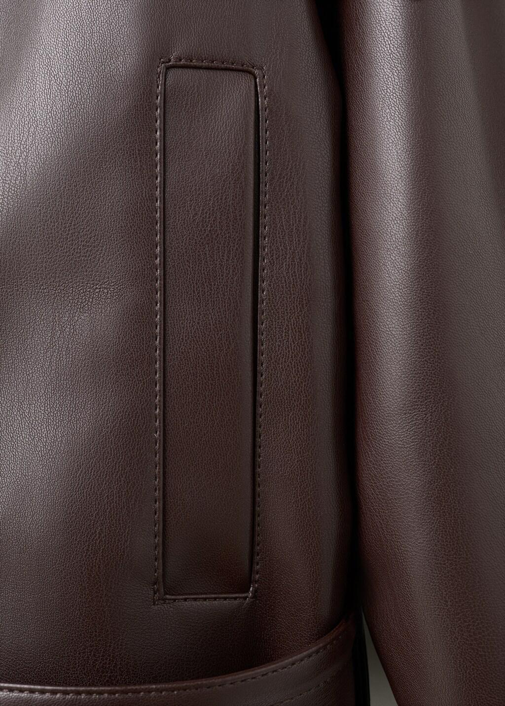 DARK RED Faux-leather jacket with maxi lapels, Dark Red, large image number 5