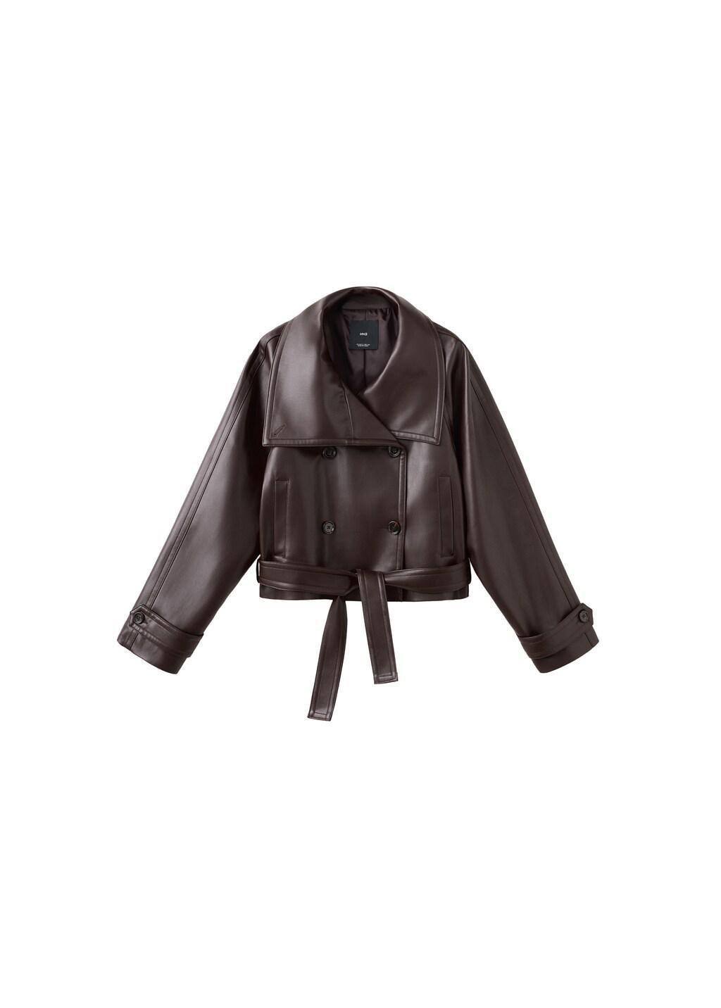 DARK RED Faux-leather jacket with maxi lapels, Dark Red, large image number 7