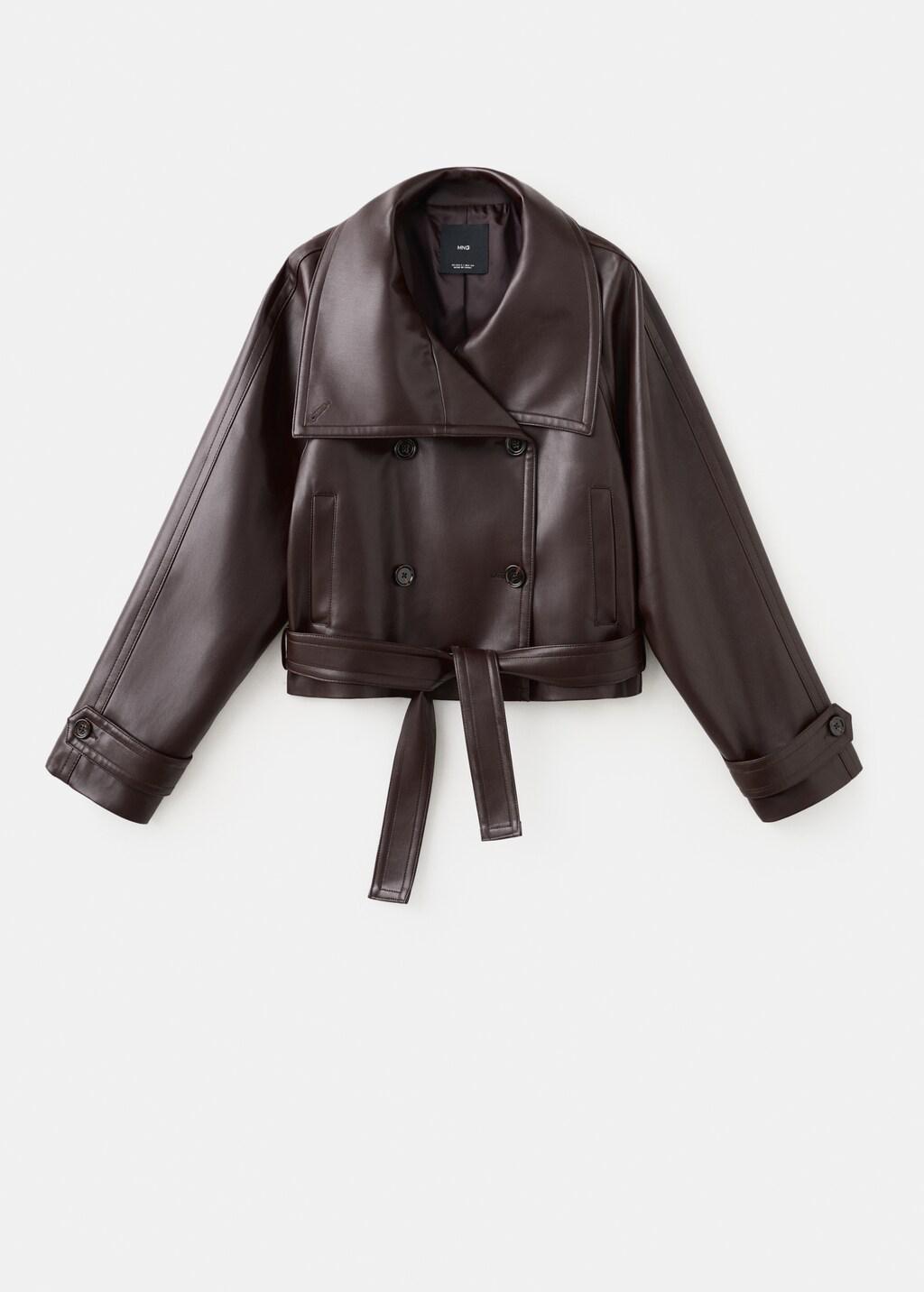 DARK RED Faux-leather jacket with maxi lapels, Dark Red, large image number 8