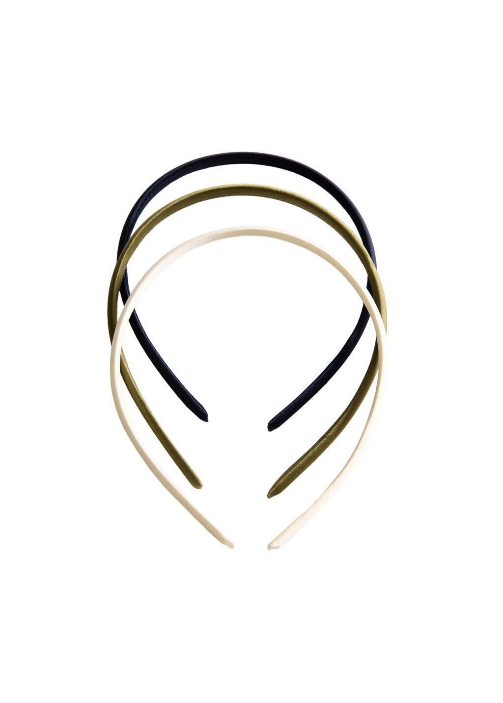 Beige Satin Headbands, Set Of 3, Light Beige, large image number 1