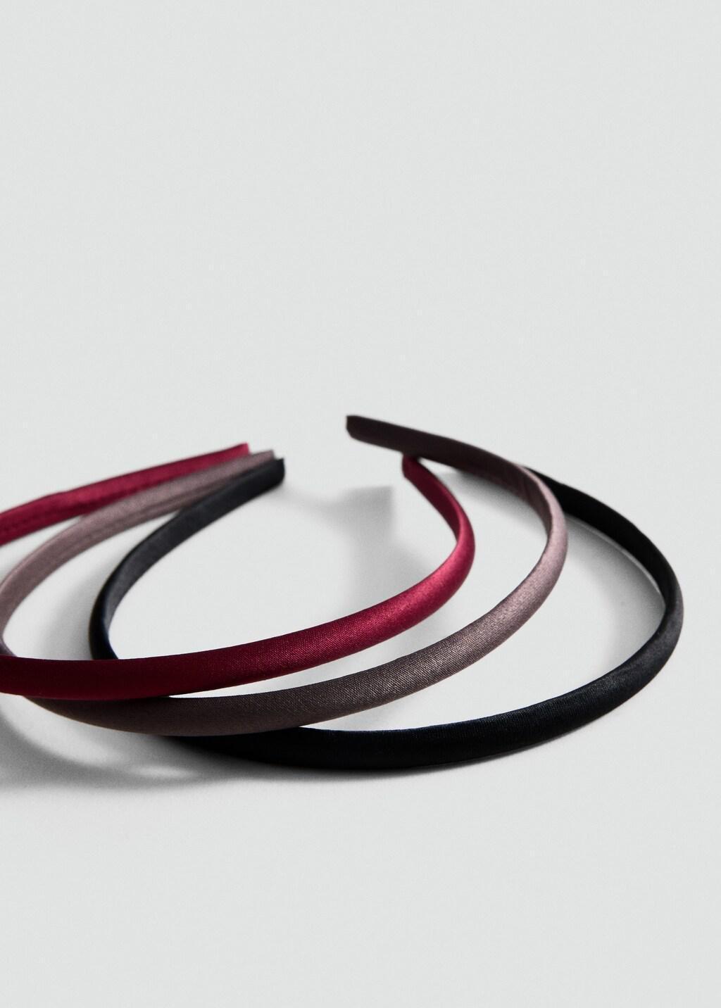 Black Satin Headbands, Set Of 3, Black, large image number 0