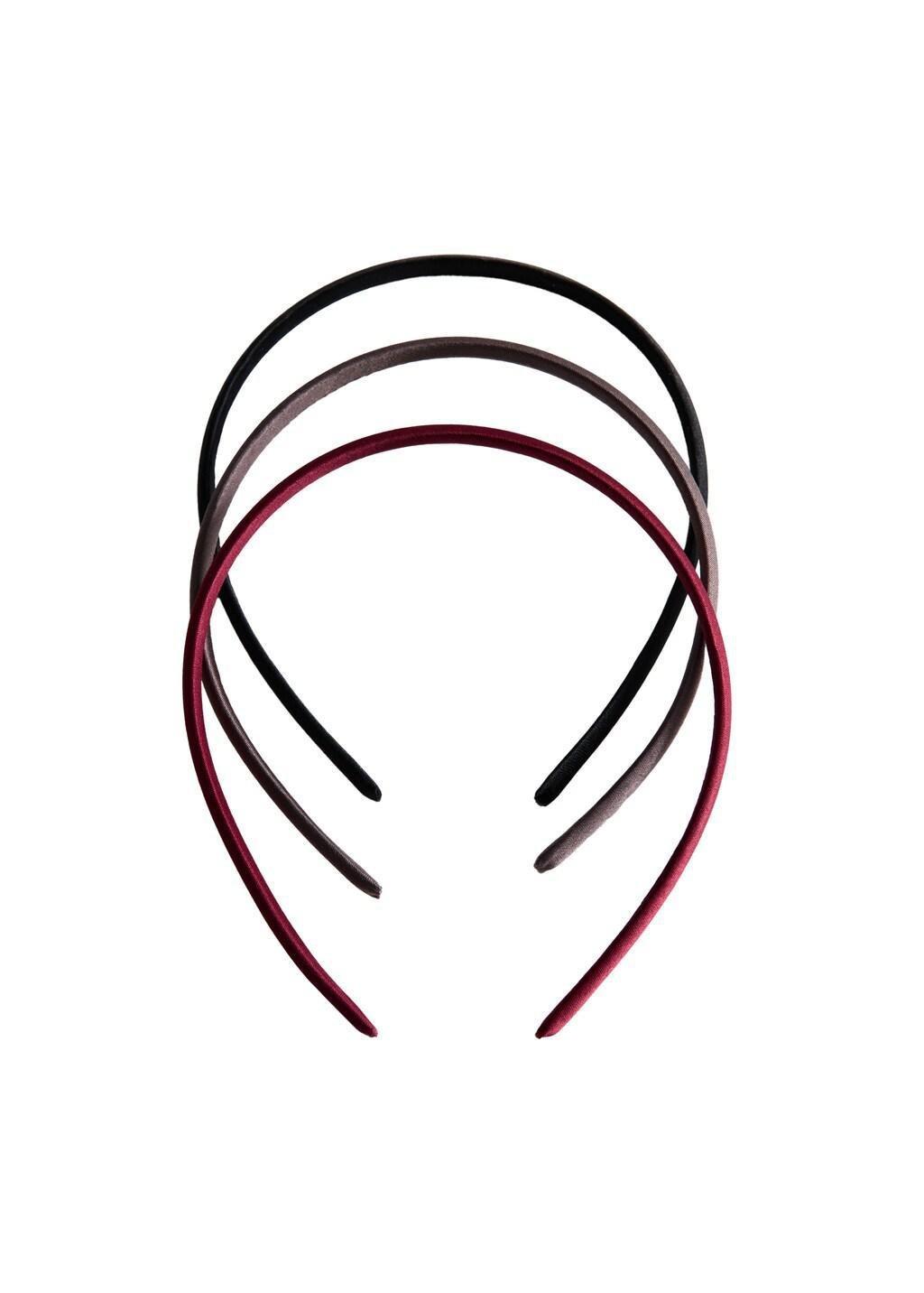 Black Satin Headbands, Set Of 3, Black, large image number 1
