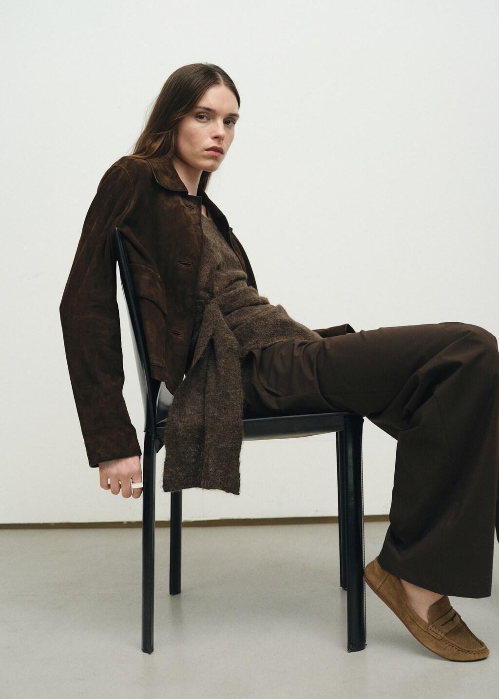 Brown Suede Penny Loafers, Medium Brown, large image number 0