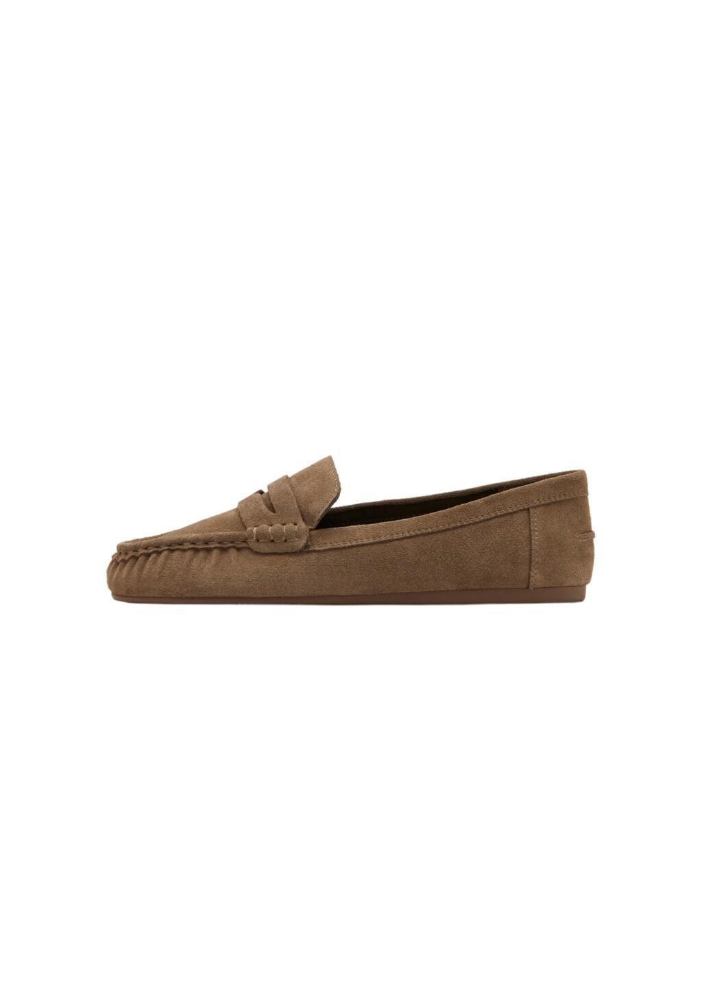 Brown Suede Penny Loafers, Medium Brown, large image number 3