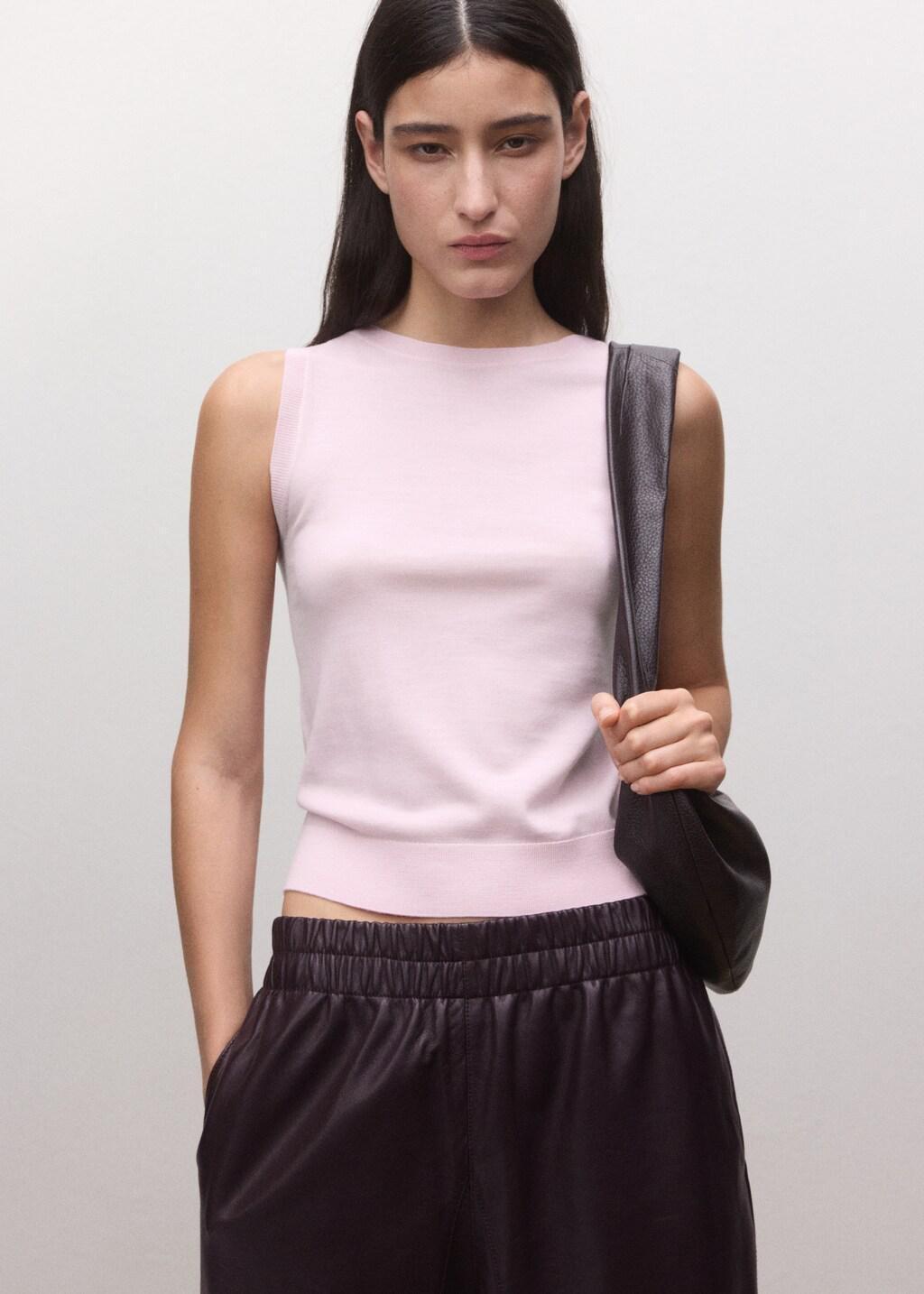 Pink Fitted Wool Top, 0201_85, large image number 3