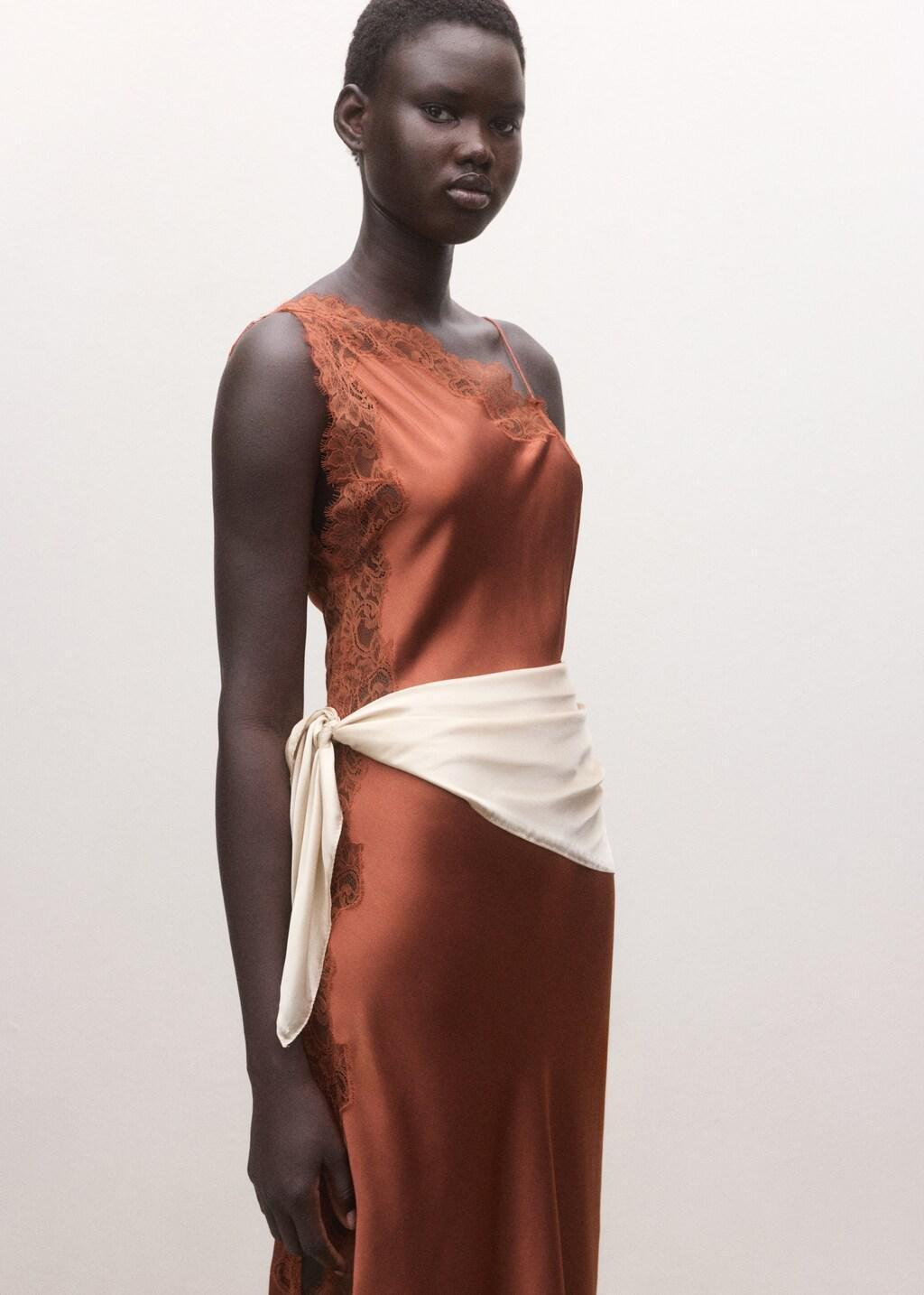 Beige Square Satin Handkerchief, 0201_05, large image number 0