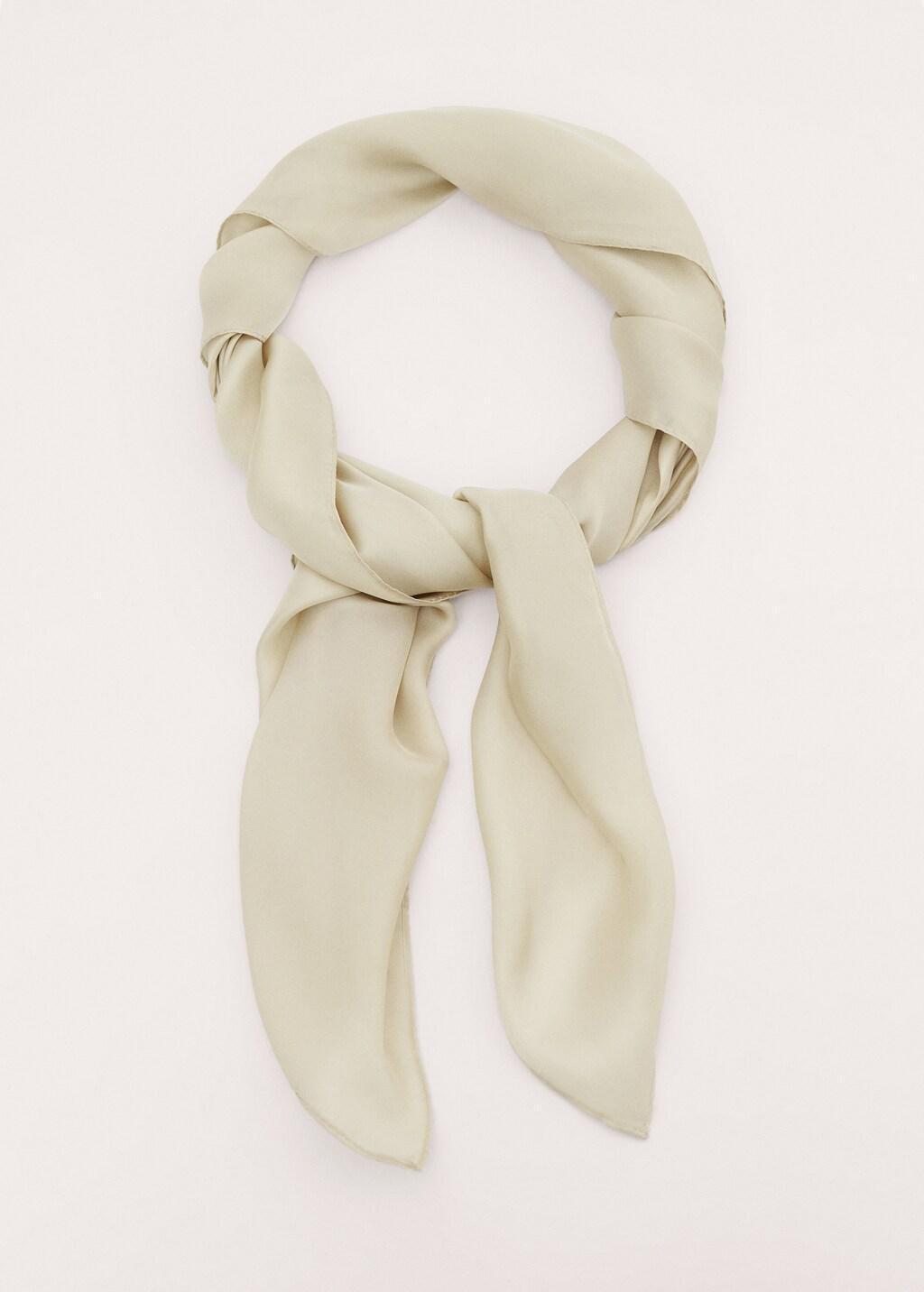 Beige Square Satin Handkerchief, Light Beige, medium