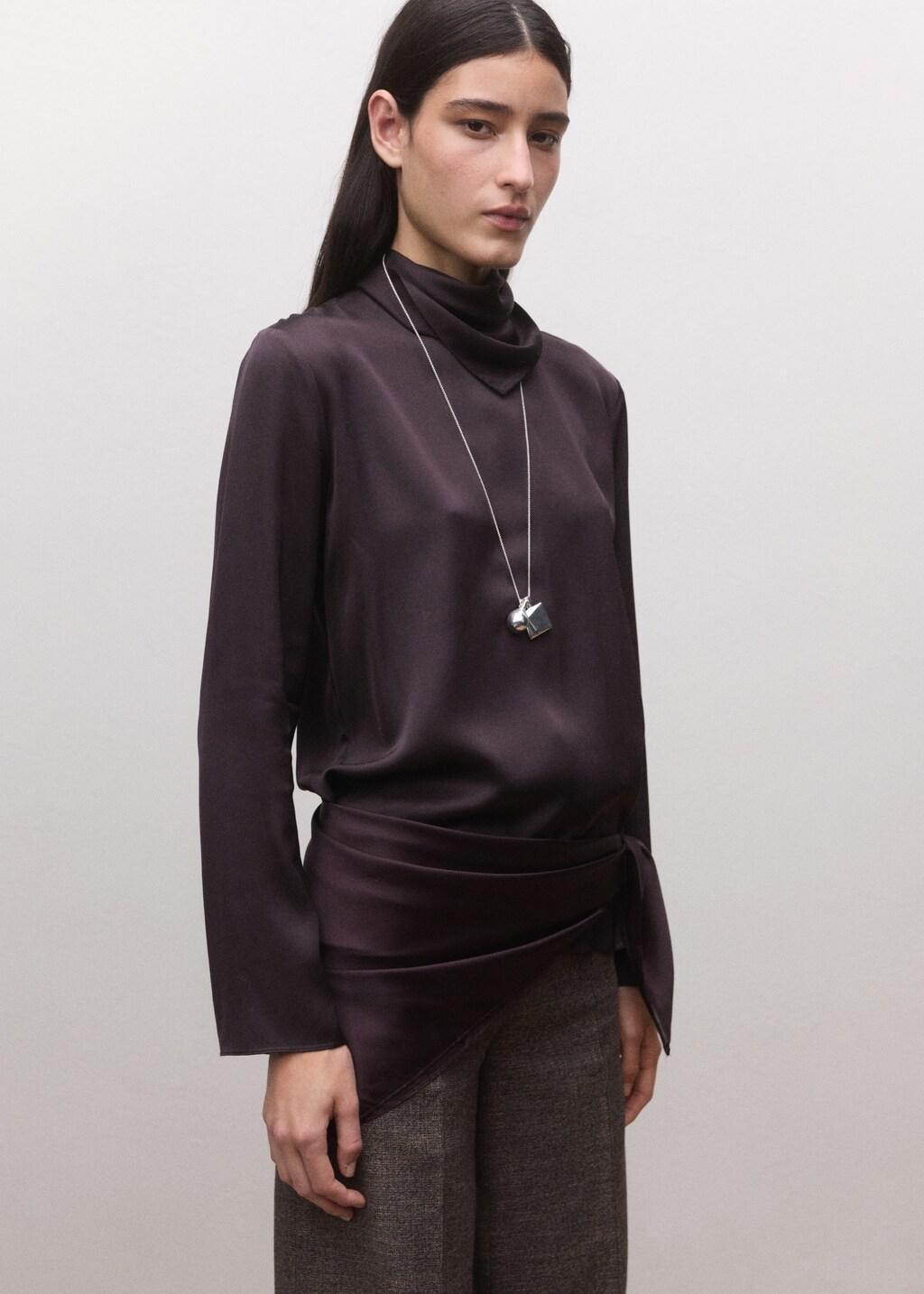 Purple Square Satin Handkerchief, 0201_64, large image number 0