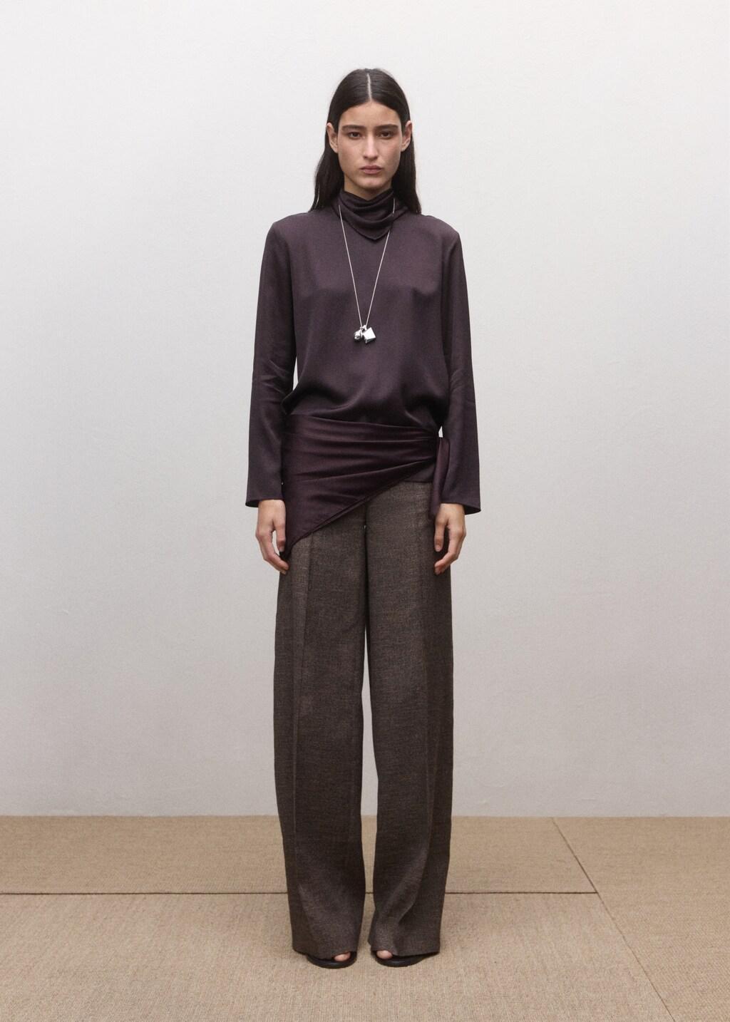 Purple Square Satin Handkerchief, 0201_64, large image number 1