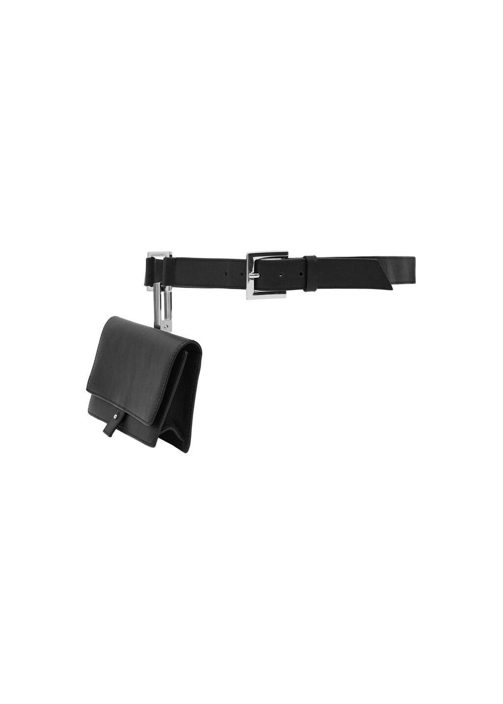 Black 100% Leather Belt With Removable Coin Purse, Black, large image number 3