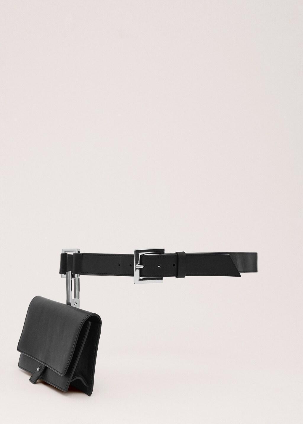 Black 100% Leather Belt With Removable Coin Purse, Black, large image number 4