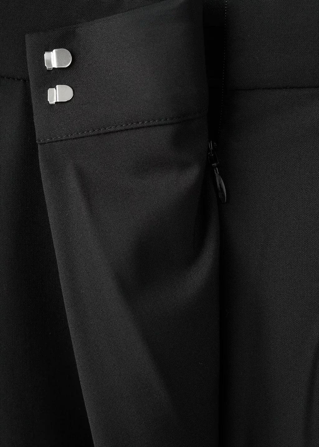 Black Asymmetric Wrap Trousers, 0201_99, large image number 1