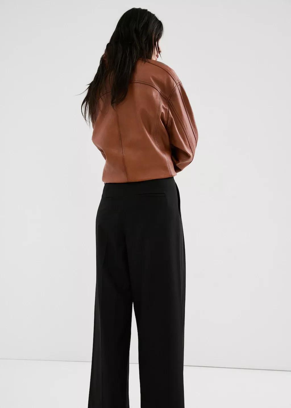 Black Asymmetric Wrap Trousers, 0201_99, large image number 2