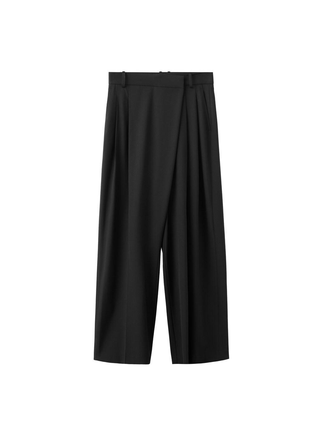 Black Asymmetric Wrap Trousers, 0201_99, large image number 7