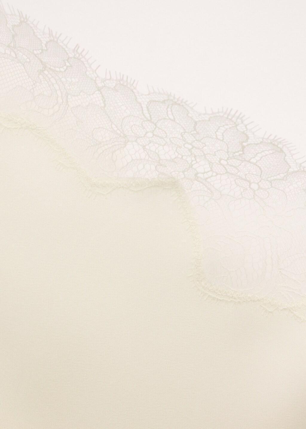 Beige Asymmetric Satin Lace Top, Light Beige, large image number 5