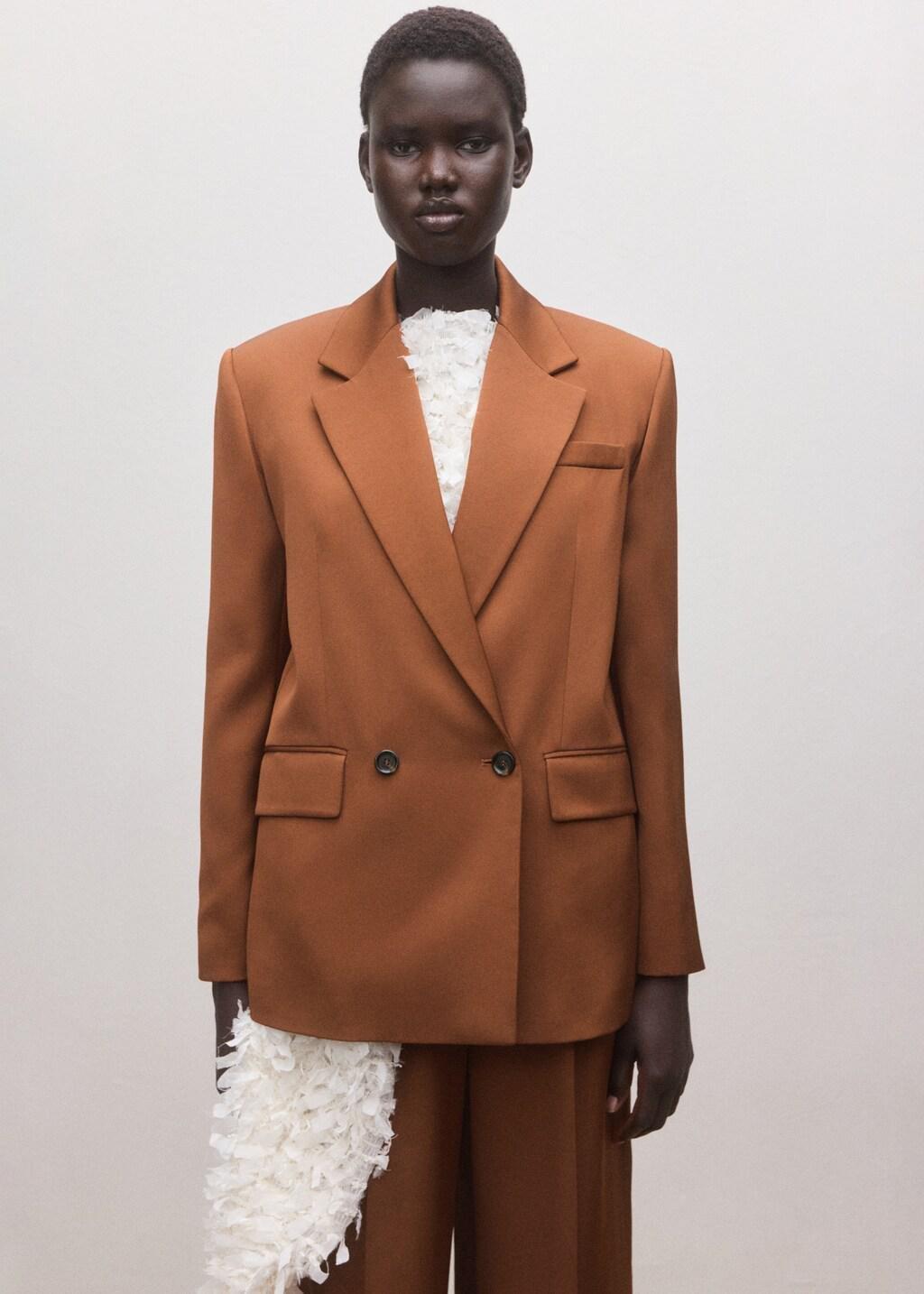Orange Double-Breasted Suit Jacket, 0201_CG, large image number 3