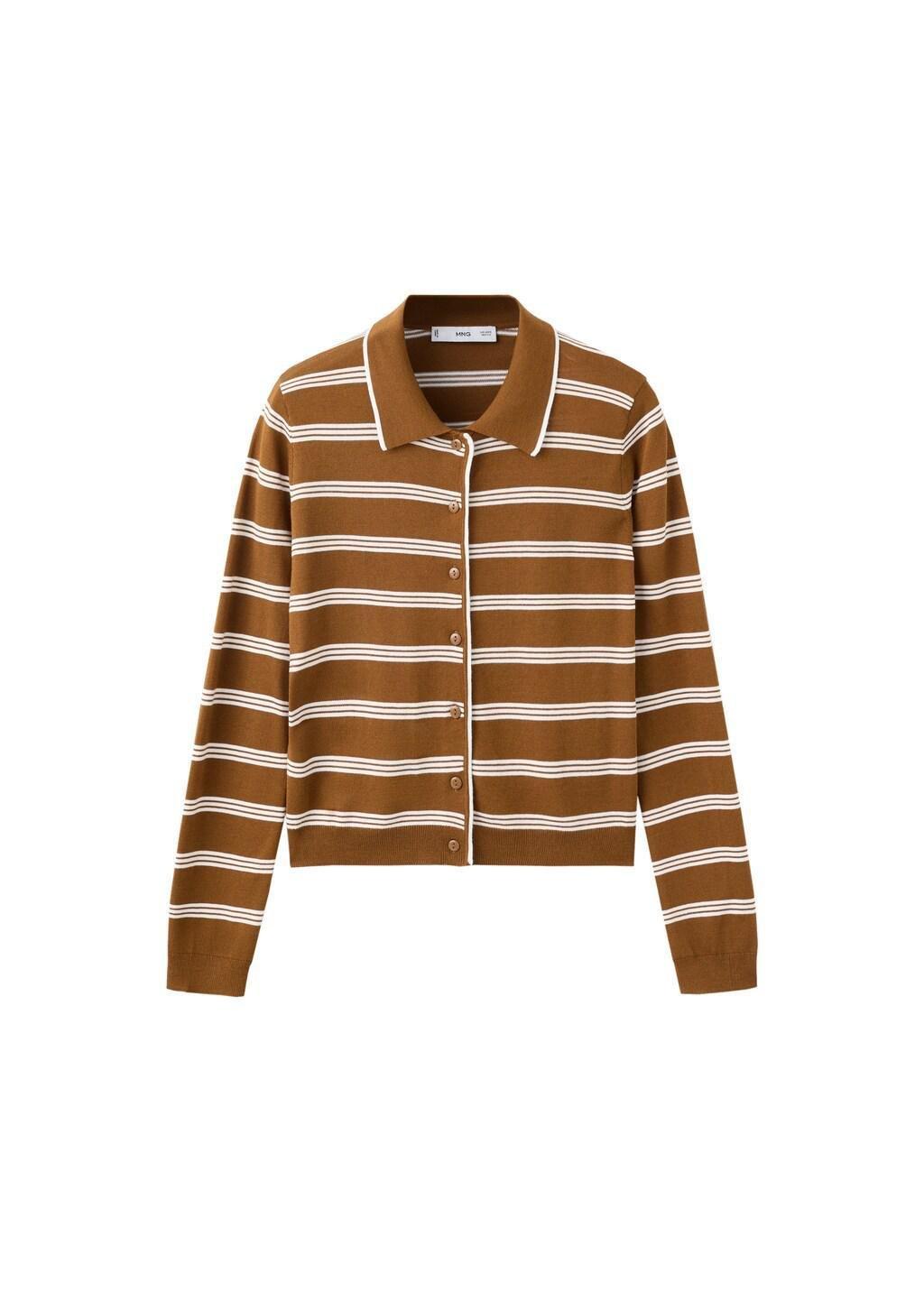 Brown Cardigan With Shirt Collar, Dark Brown, large image number 5