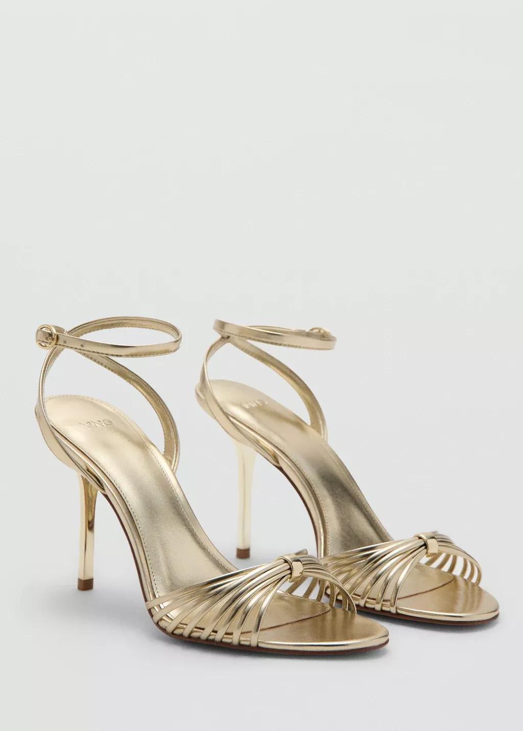 Gold Heeled Sandals With Straps, Gold, large image number 0
