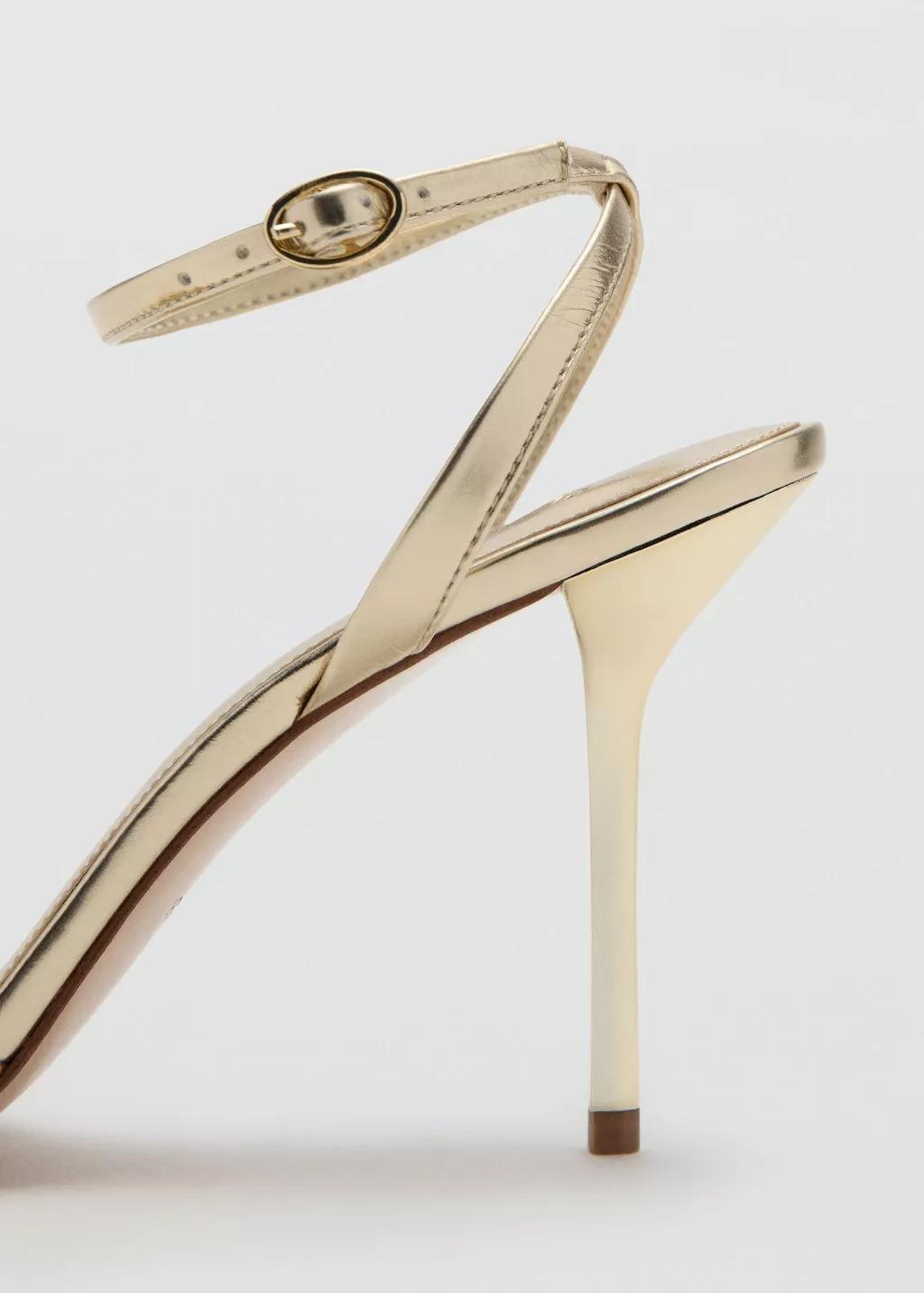 Gold Heeled Sandals With Straps, Gold, large image number 1