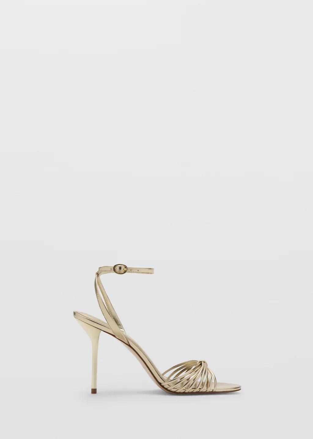 Gold Heeled Sandals With Straps, Gold, large image number 3