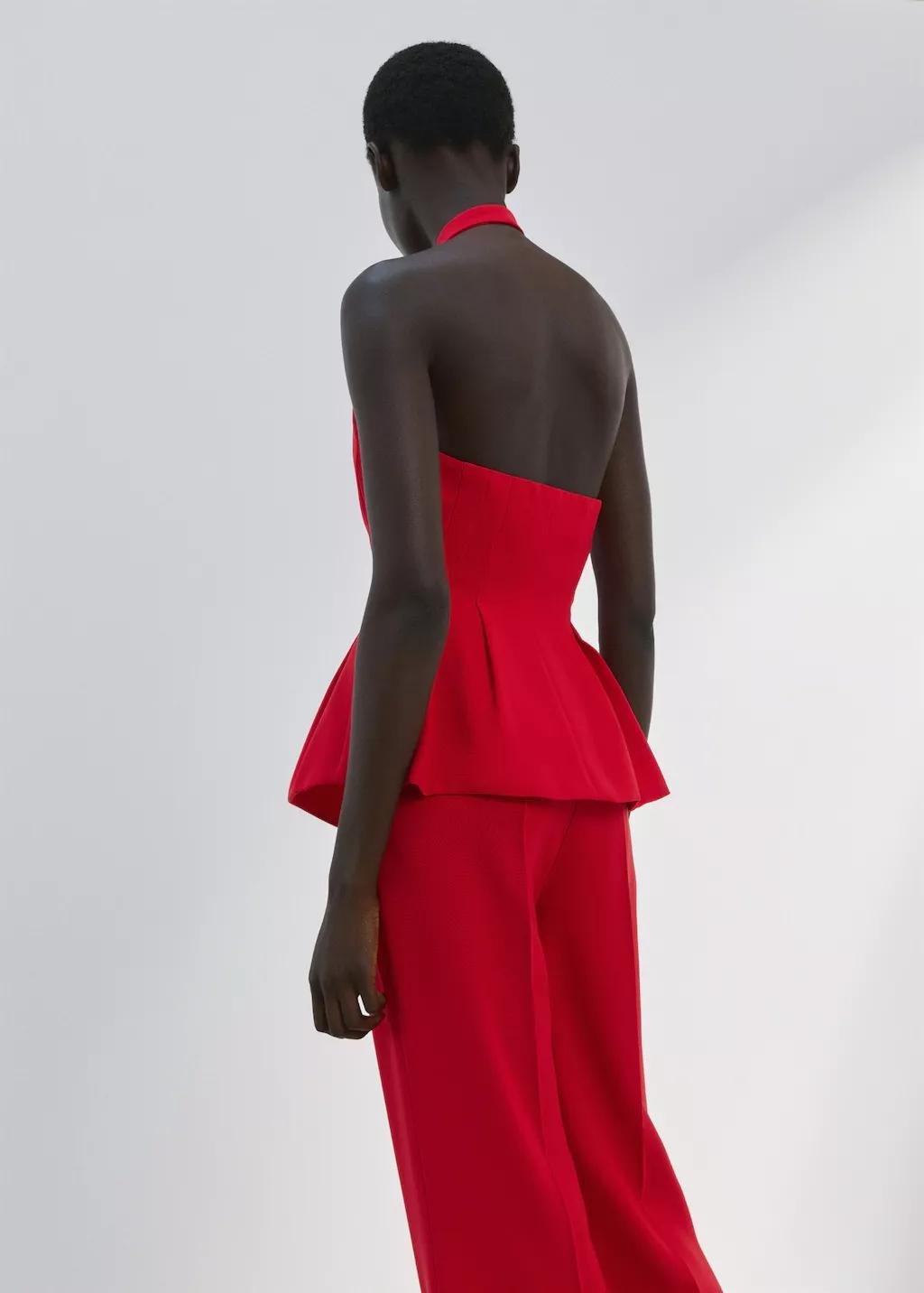 Red Peplum Top With Halter Neck, 0201_70, large image number 2