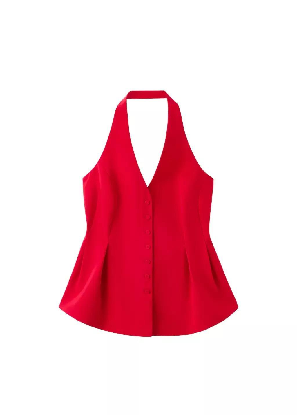 Red Peplum Top With Halter Neck, 0201_70, large image number 6