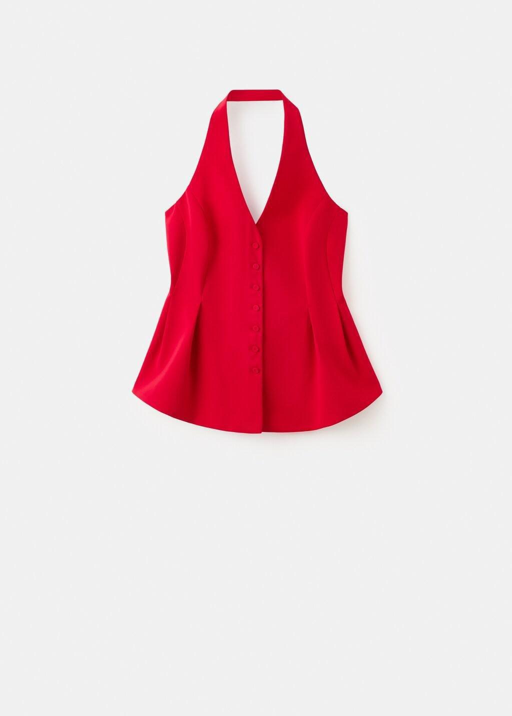 Red Peplum Top With Halter Neck, 0201_70, large image number 7