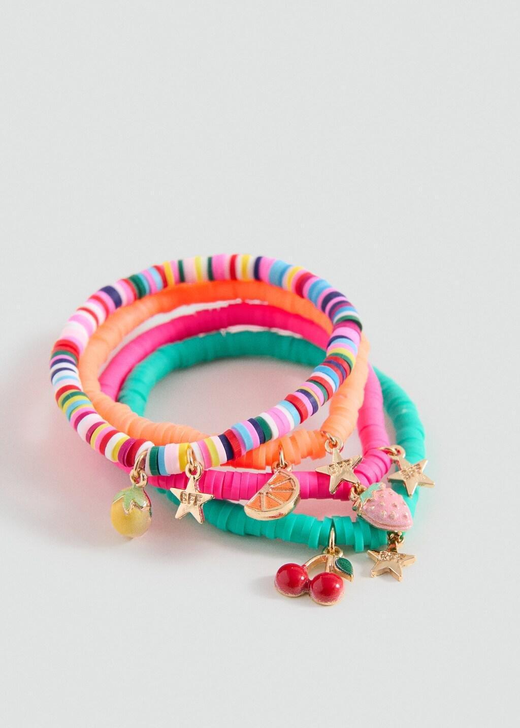 Pink Pack Of 4 Bracelets, Kids Girl, No Colour, medium