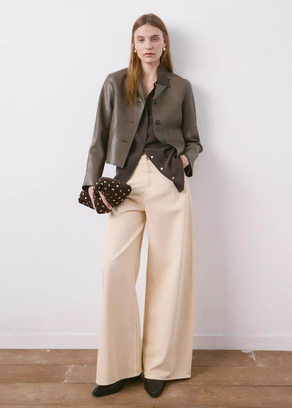 Green Faux-Leather Jacket With Pockets, Dark Green, large image number 0