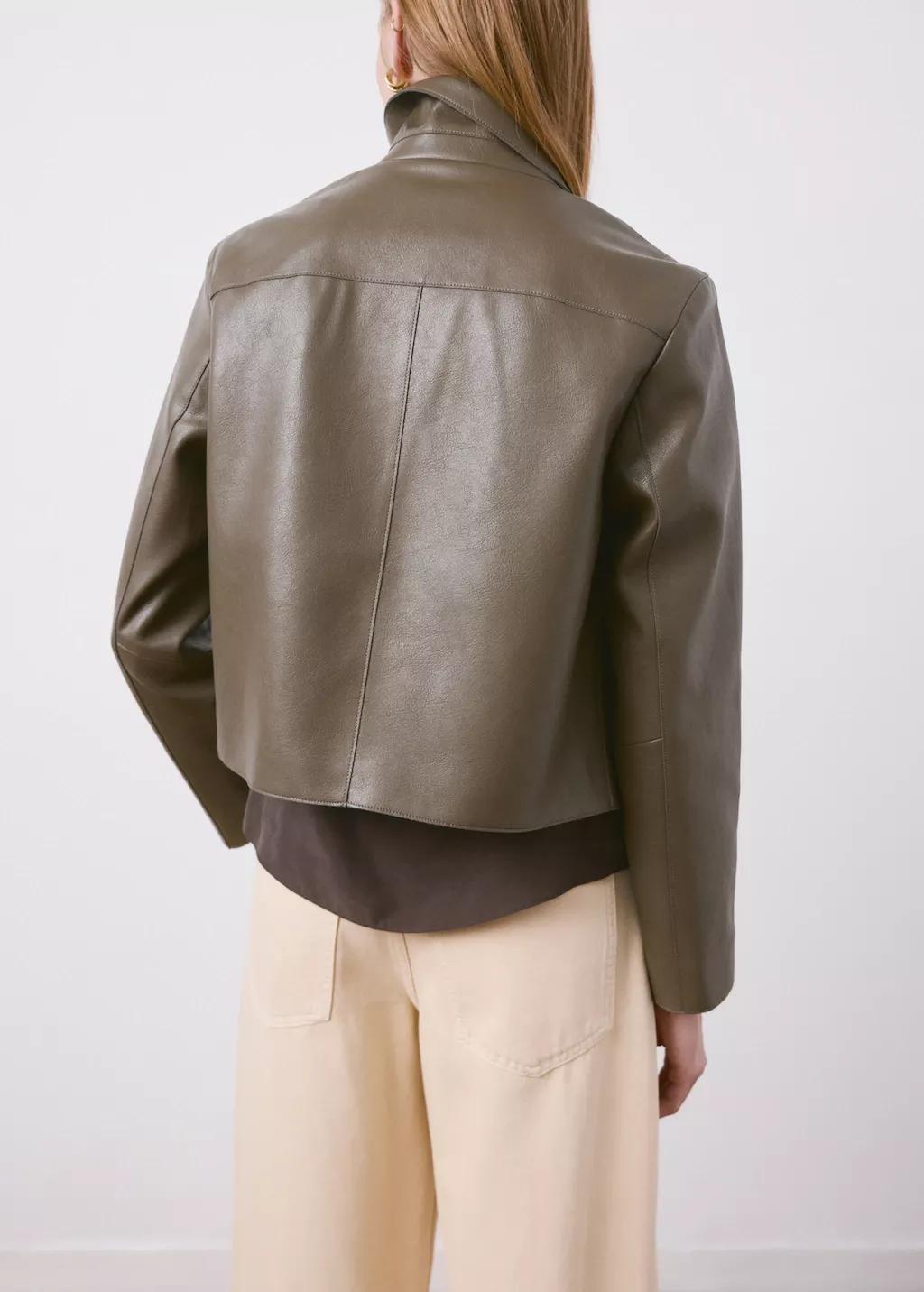 Green Faux-Leather Jacket With Pockets, Dark Green, large image number 2