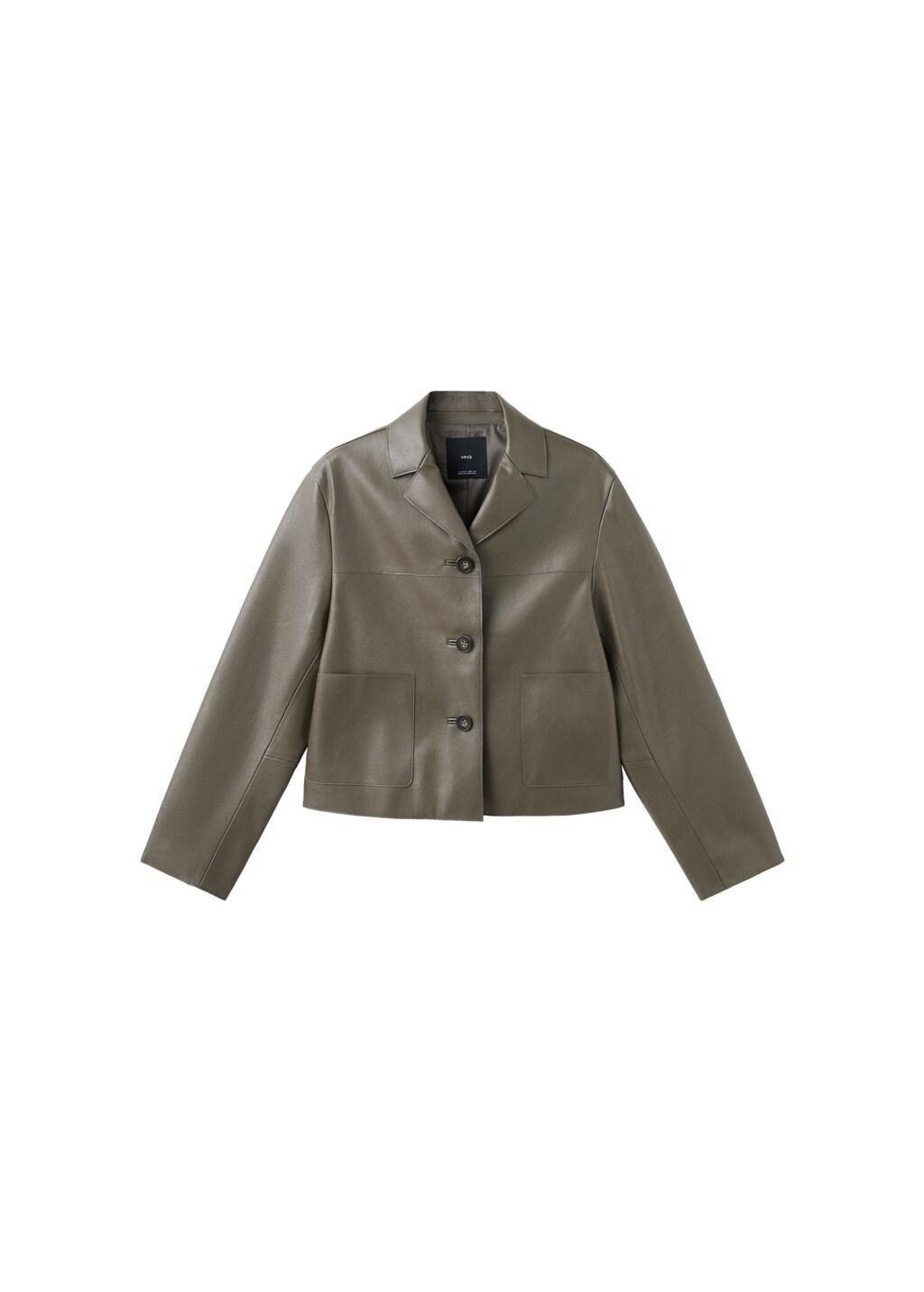 Green Faux-Leather Jacket With Pockets, Dark Green, large image number 7