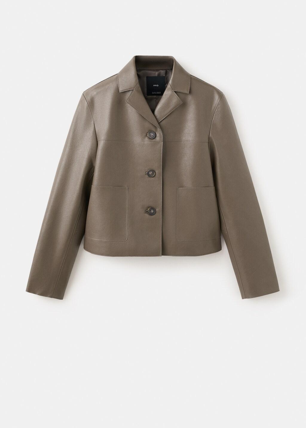 Green Faux-Leather Jacket With Pockets, Dark Green, large image number 8