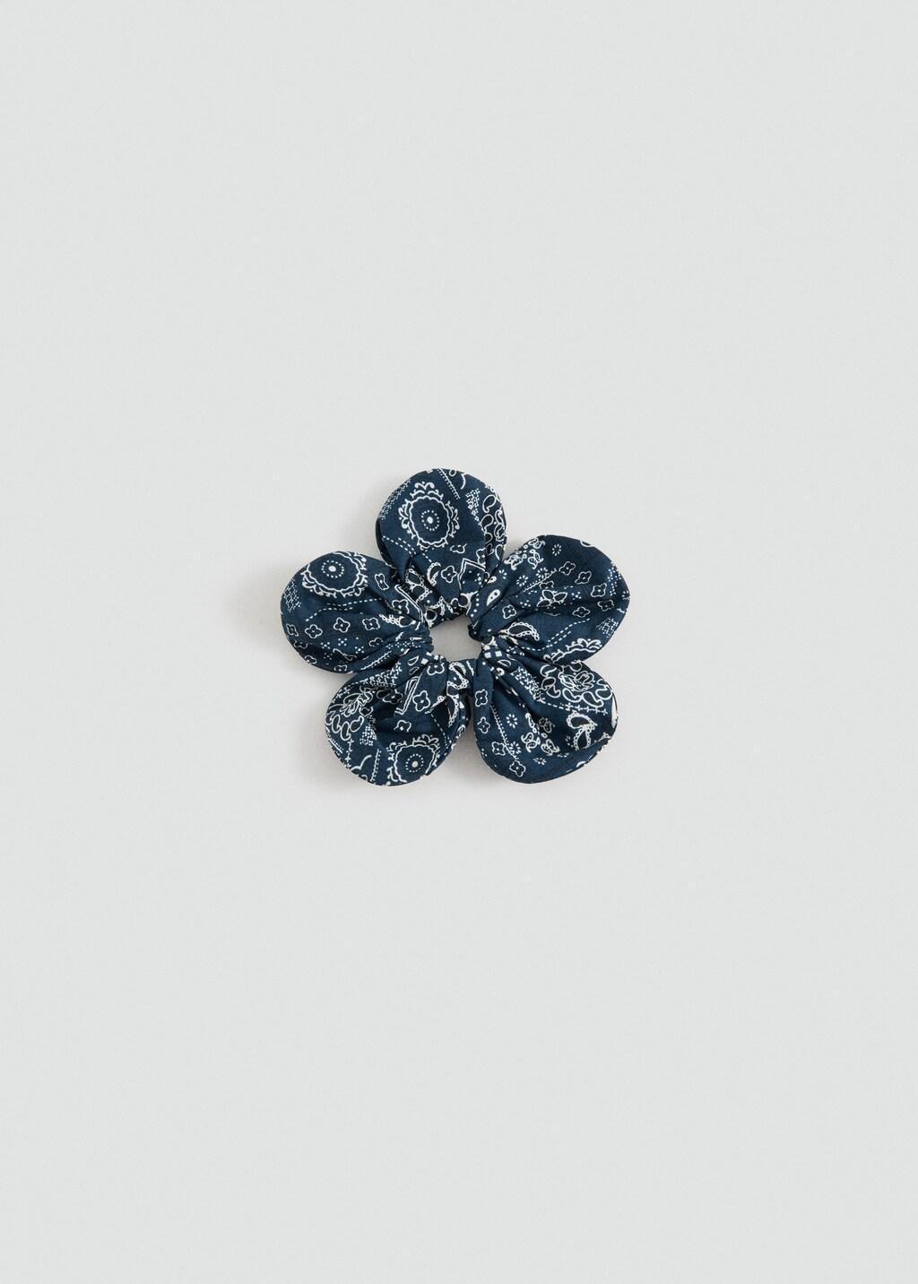Navy Printed Scrunchie, Kids Girl, Navy, medium