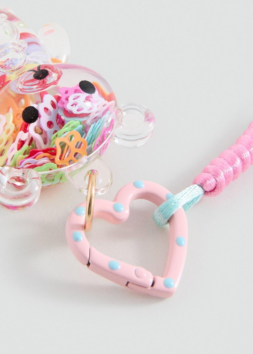 Pink Bear Keyring, Kids Girl, Pink, medium