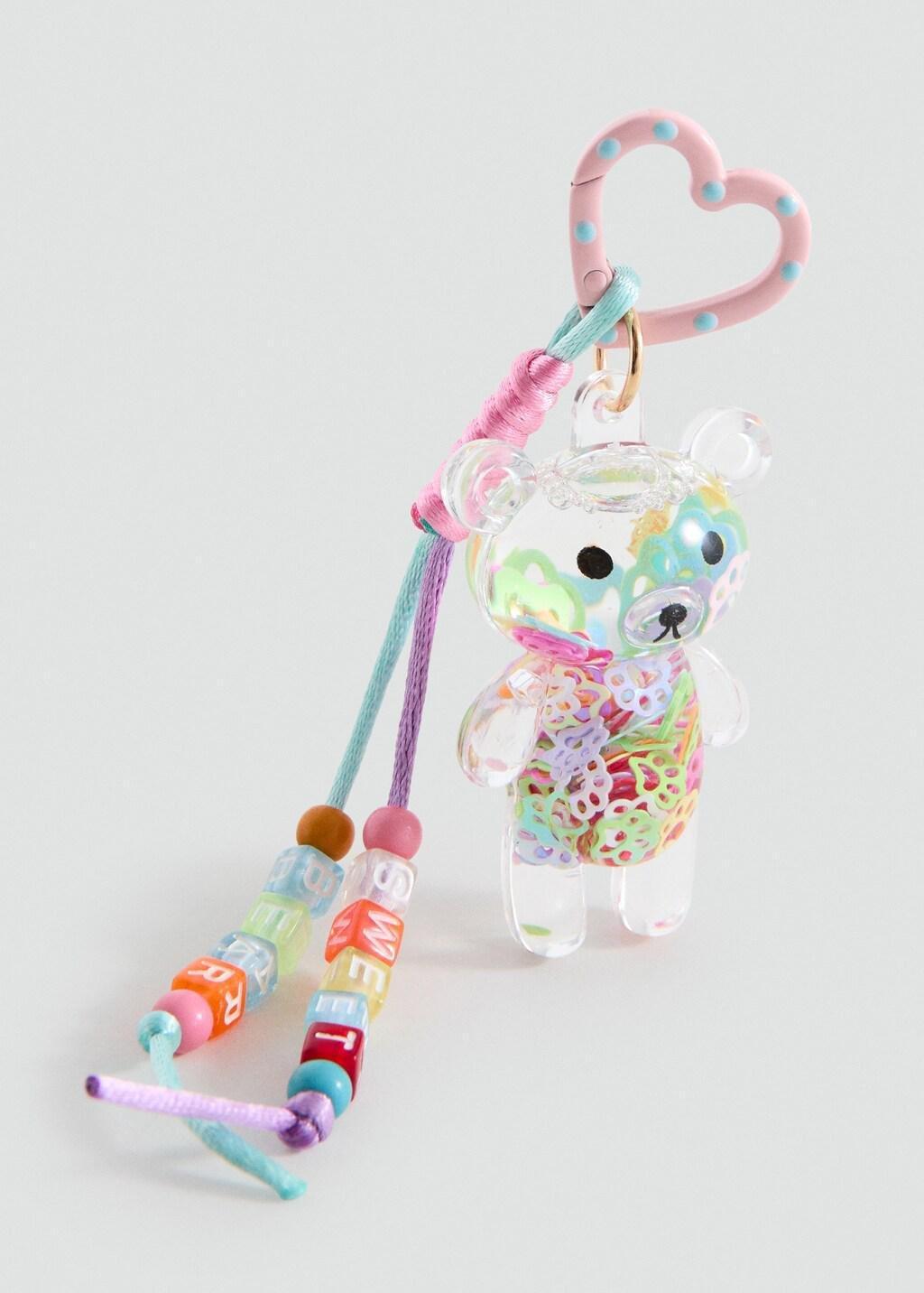 Pink Bear Keyring, Kids Girl, Pink, medium