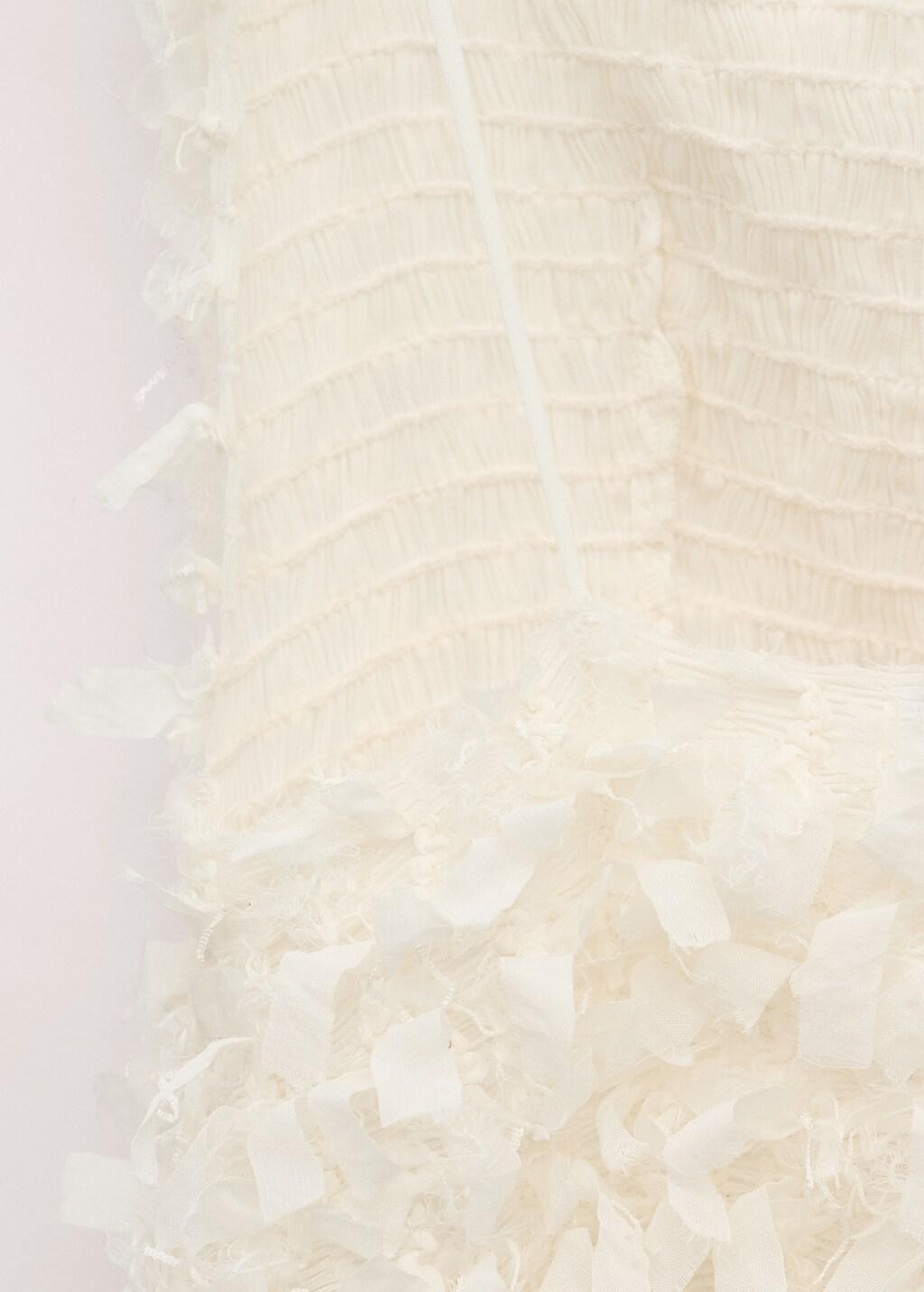 Cream Asymmetrical Textured Top, Natural White, large image number 4