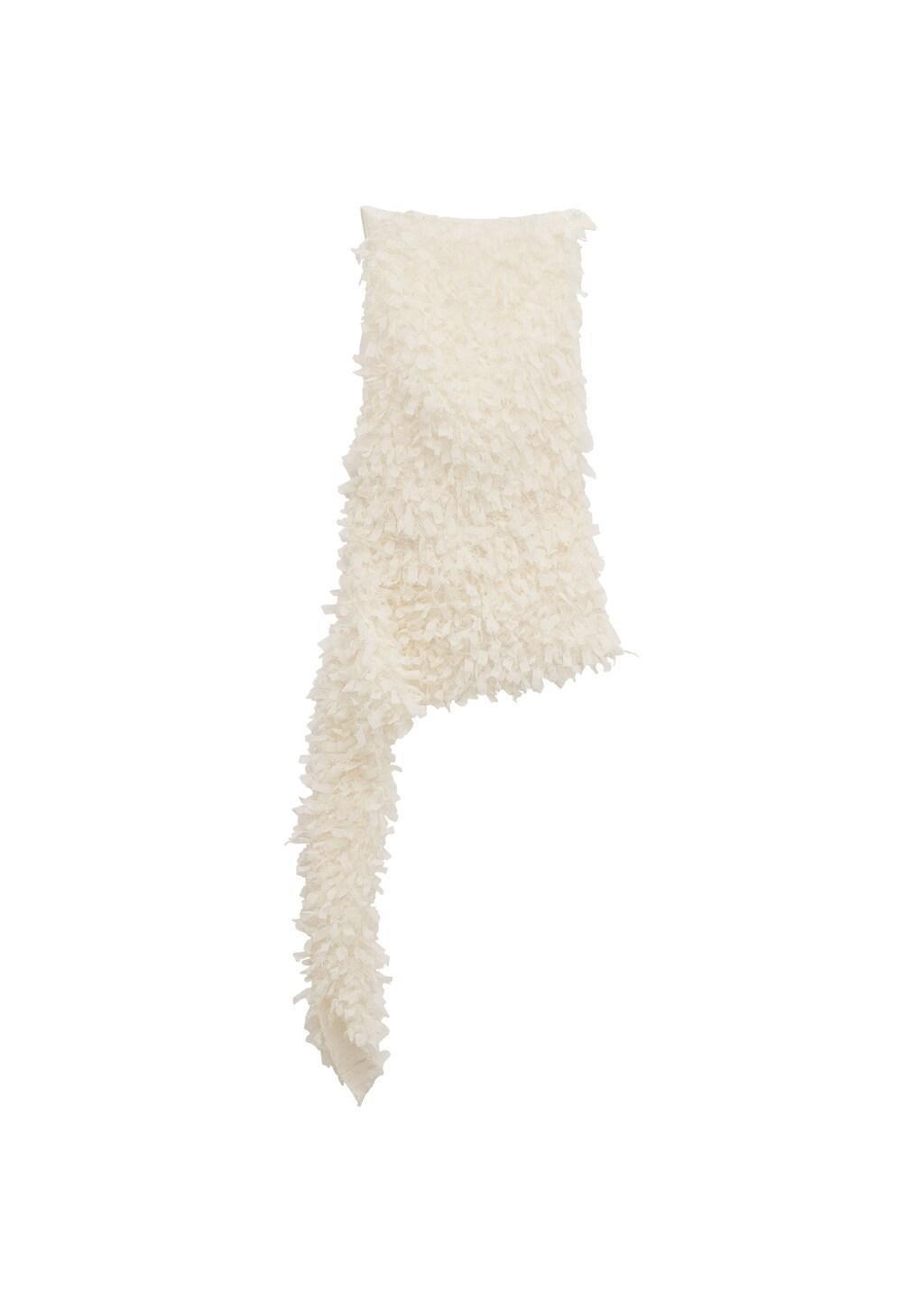 Cream Asymmetrical Textured Top, Natural White, large image number 5