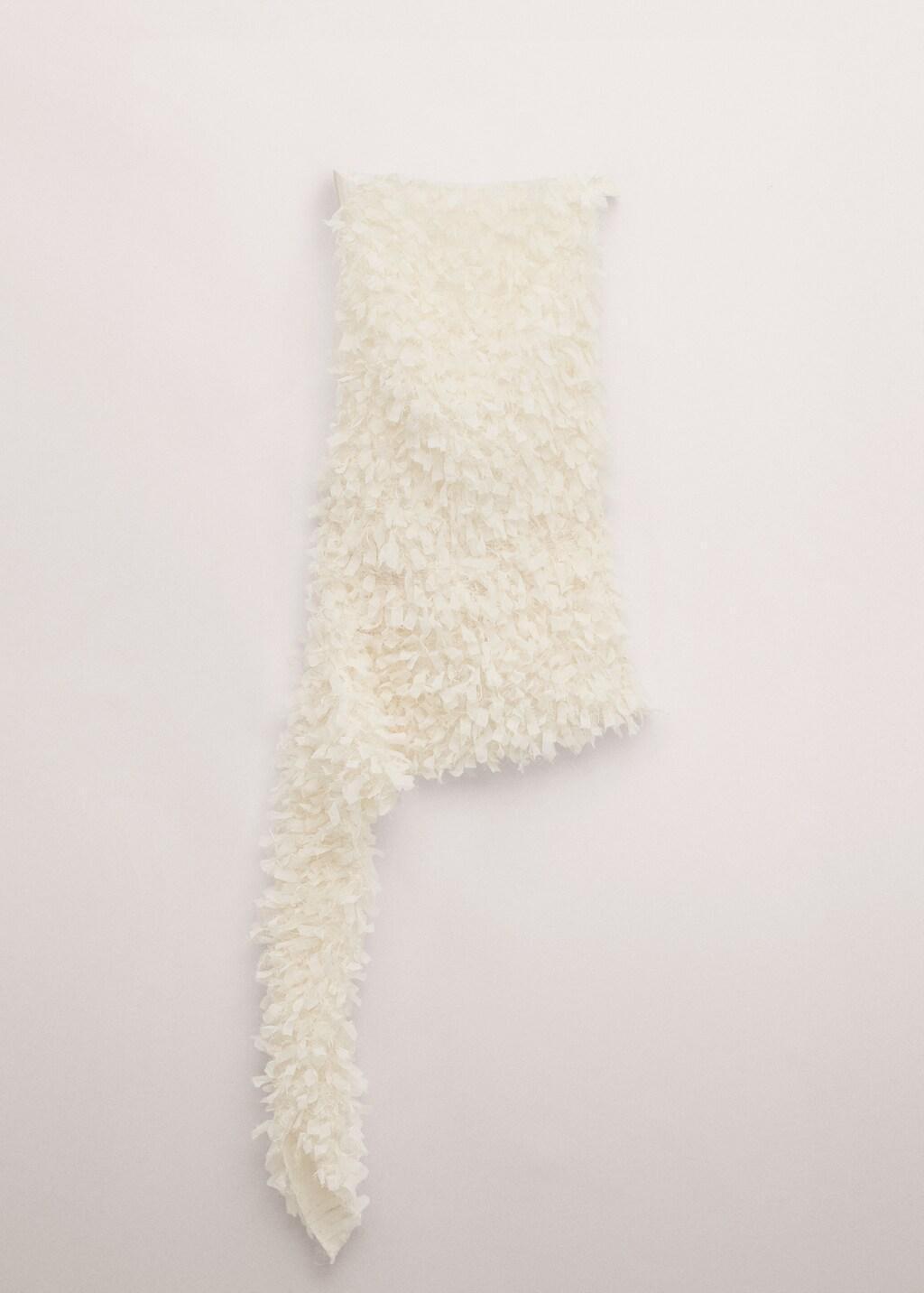 Cream Asymmetrical Textured Top, Natural White, large image number 6