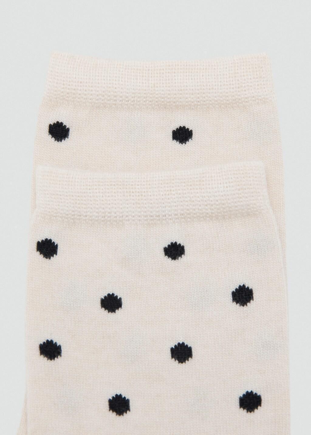 Beige Polka Dot Socks, Light Beige, large image number 0