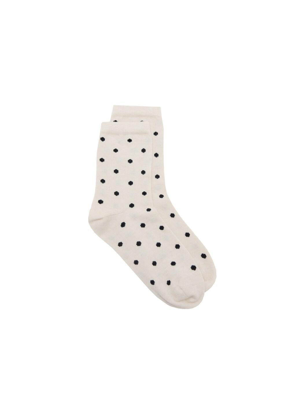 Beige Polka Dot Socks, Light Beige, large image number 1