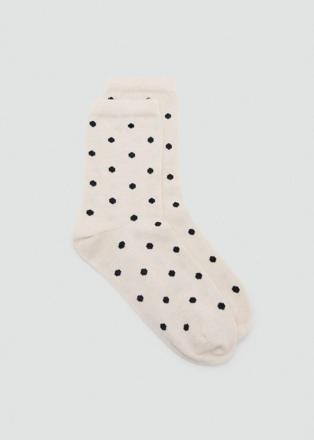 Beige Polka Dot Socks, Light Beige, large image number 2