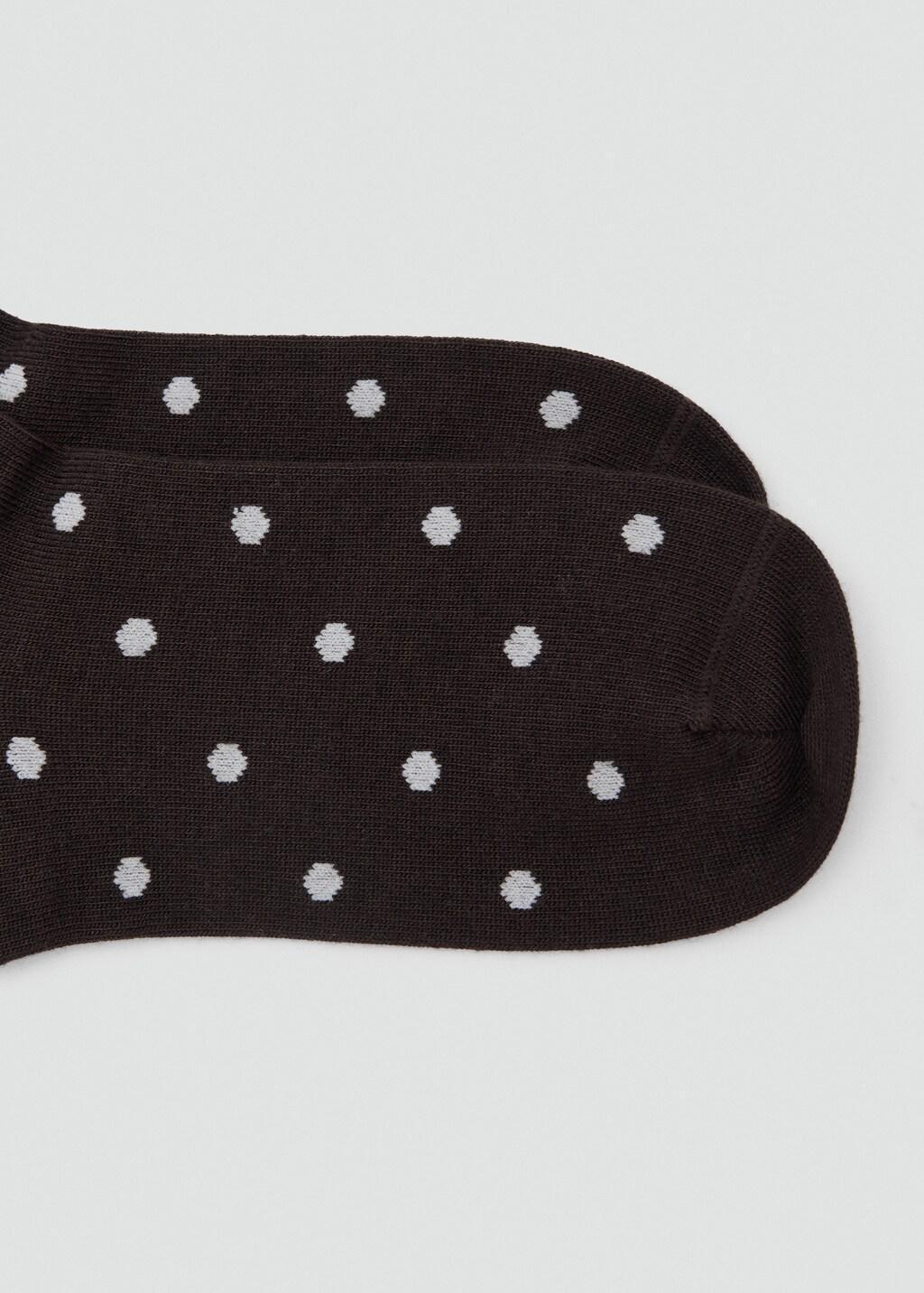 Brown Polka Dot Socks, Dark Brown, large image number 1