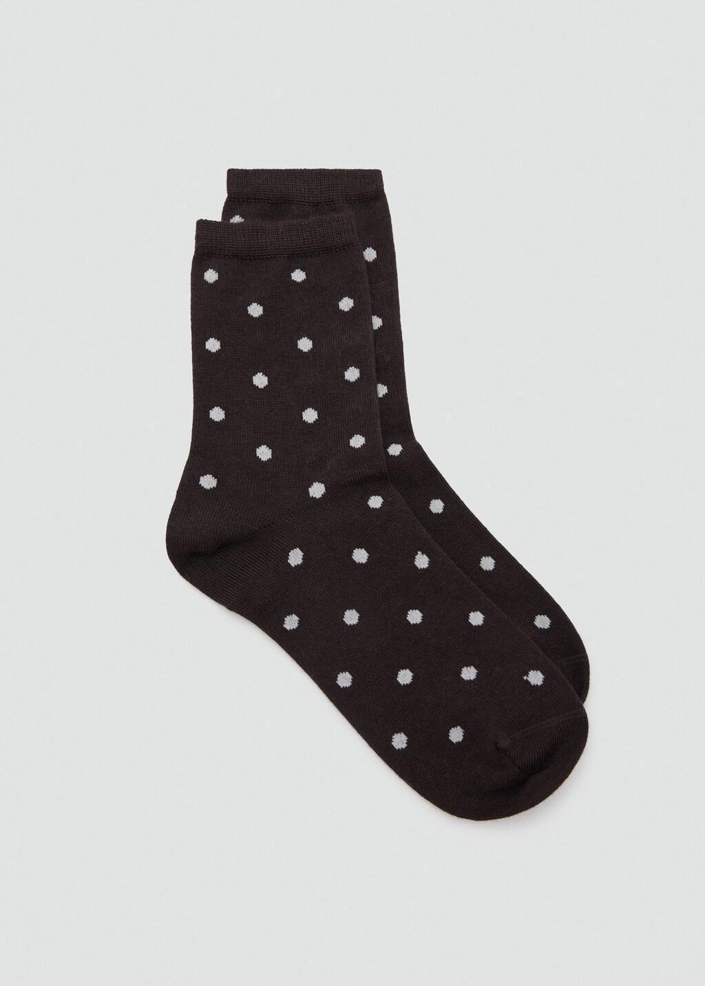 Brown Polka Dot Socks, Dark Brown, large image number 3