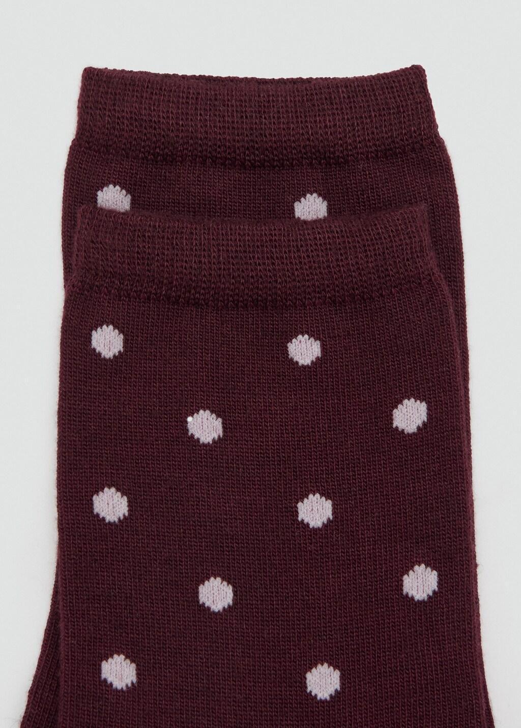Burgundy Polka Dot Socks, Dark Red, medium
